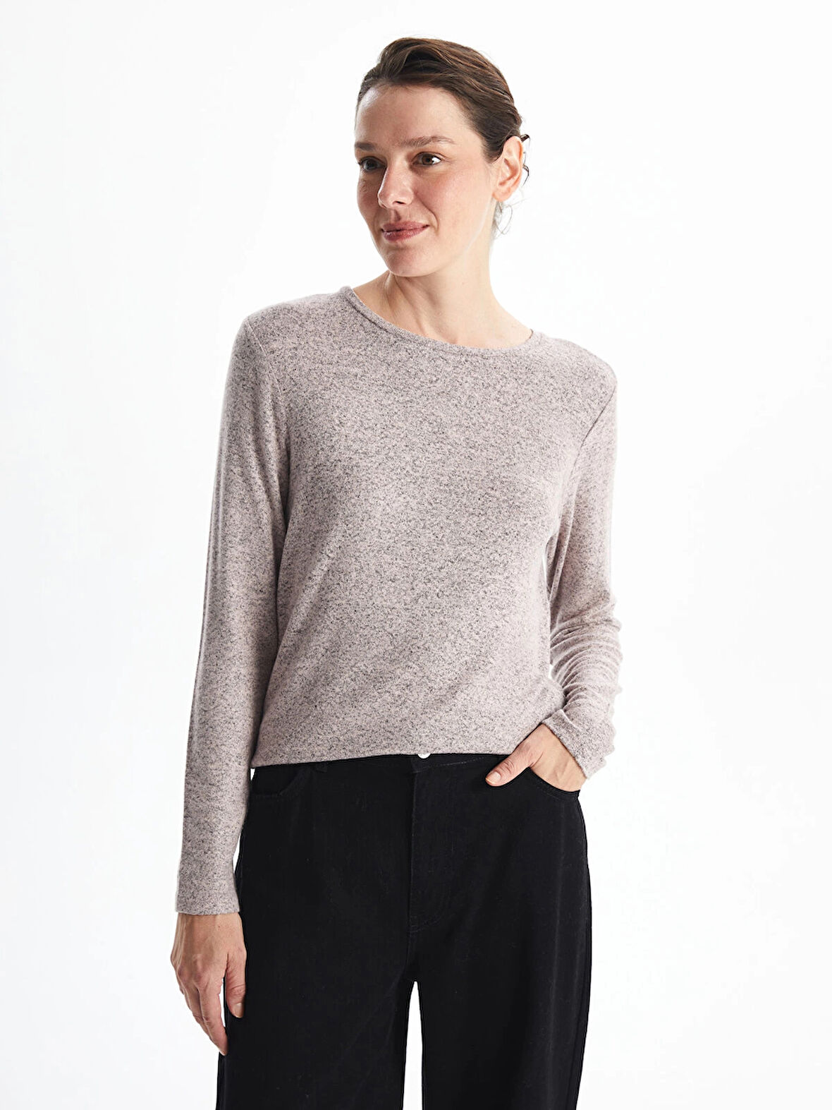 LCWAIKIKI Classic Pembe Bisiklet Yaka Kadın Tişört