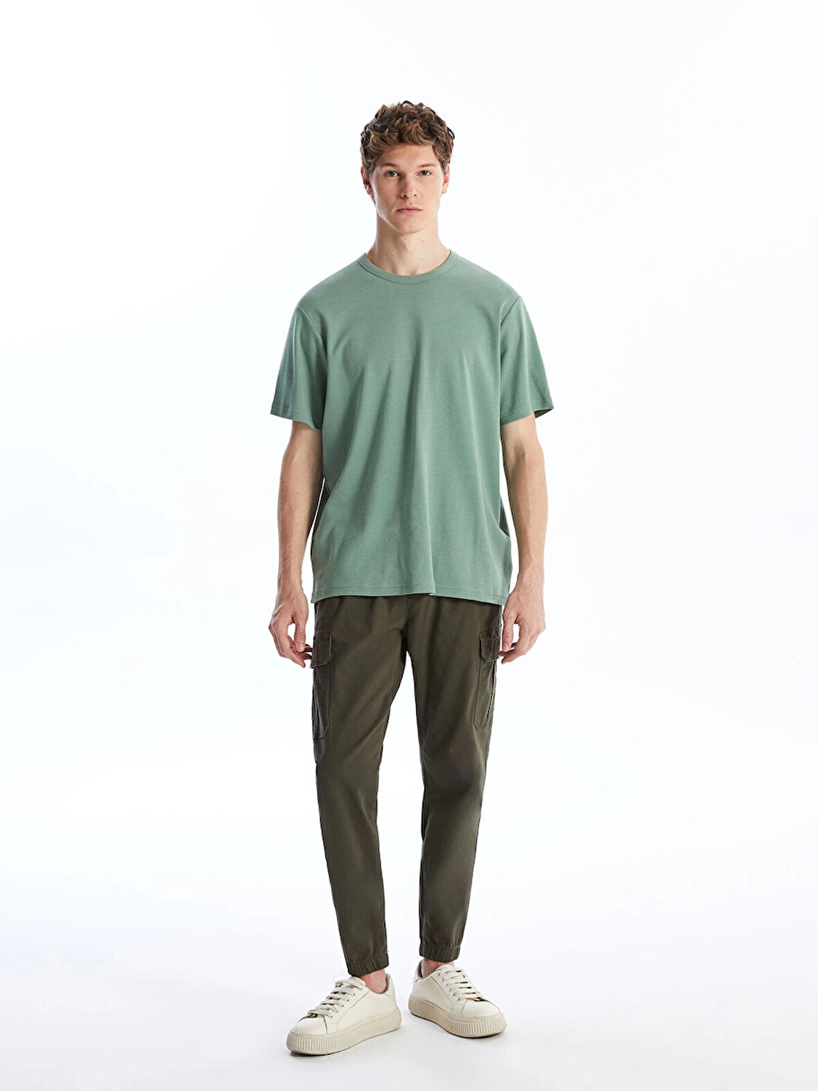 XSIDE Haki Standart Kalıp Gabardin Erkek Kargo Pantolon