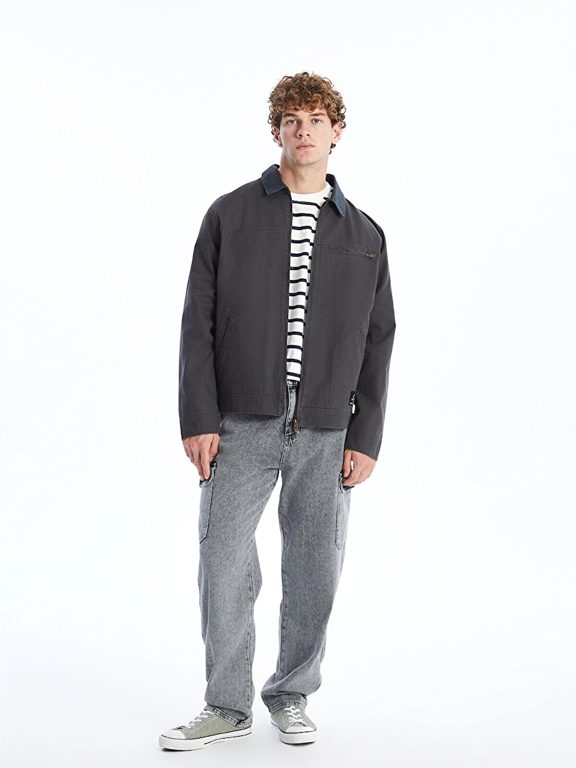 XSIDE Antrasit Rahat Kalıp Gömlek Yaka Erkek Mont