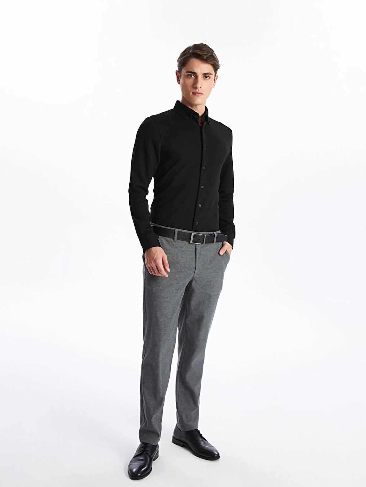 SOUTHBLUE Siyah Slim Fit Uzun Kollu Erkek Gömlek