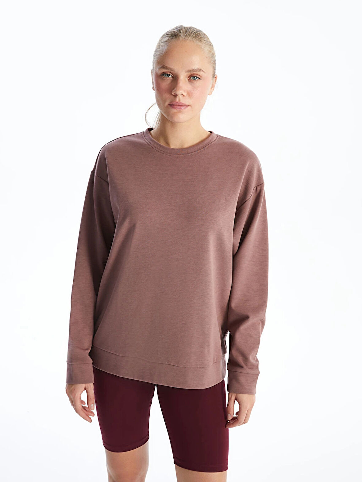 XSIDE ACTIVE Pembe Bisiklet Yaka Oversize Kadın Sweatshirt