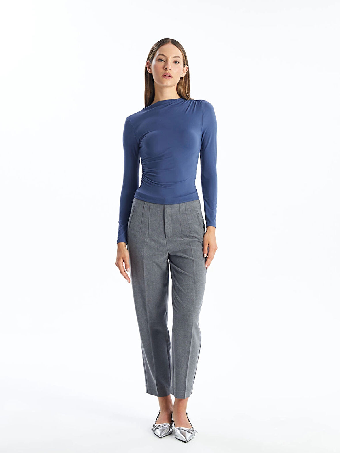 LCW Vision Gri Dar Fit Kadın Pantolon