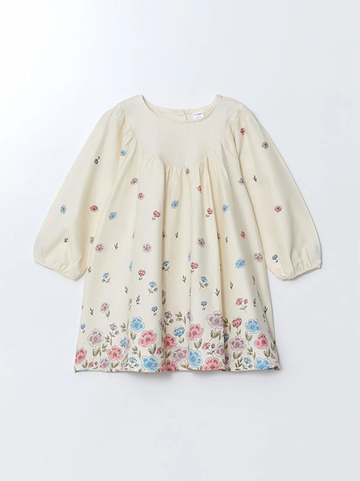 Bisiklet Yaka Çiçekli Gabardin Kız Bebek Elbise_W4HB98Z1-LRA86841480919954-5 Yaş