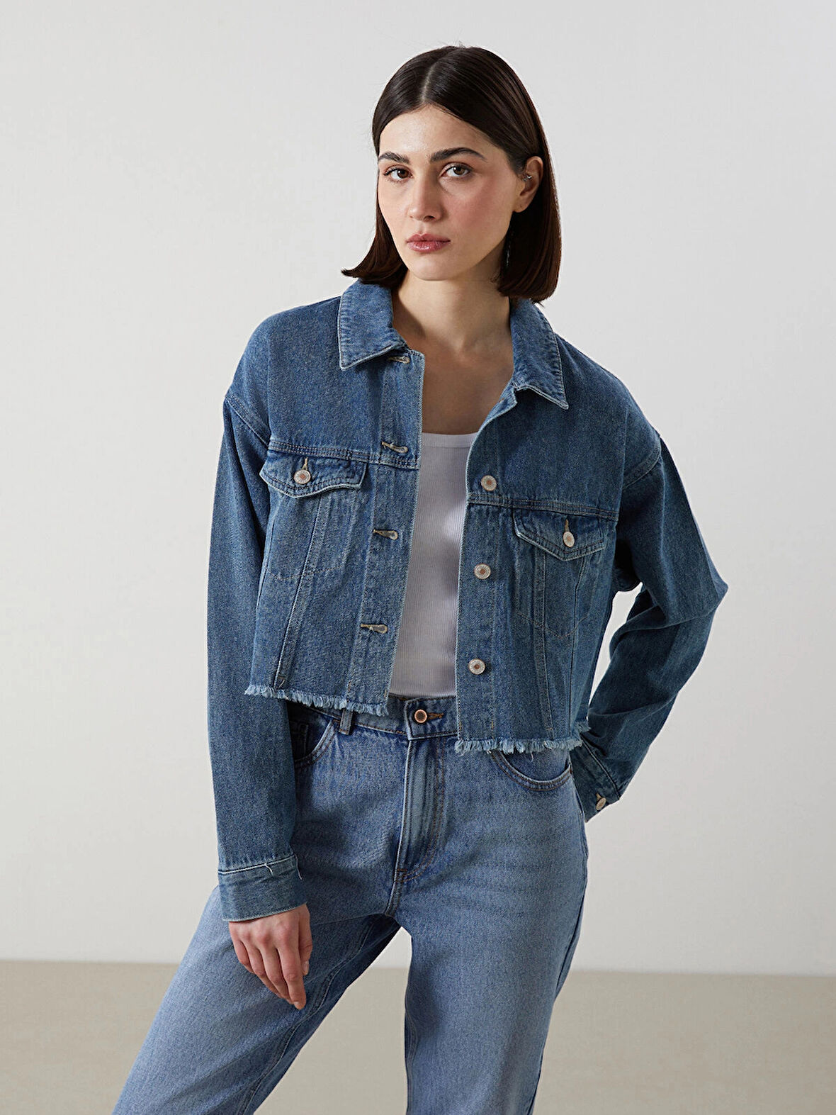 LCW Vision Indigo Oversize Kadın Jean Ceket