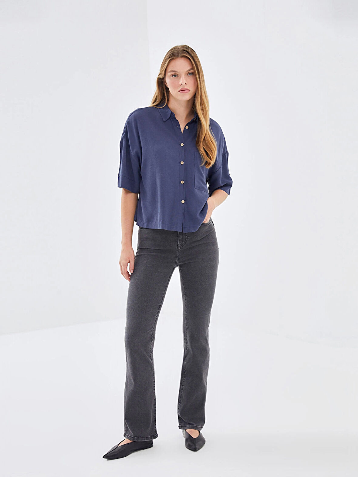 LCW Jeans GRİ Mars Flare Kadın Jean Pantolon