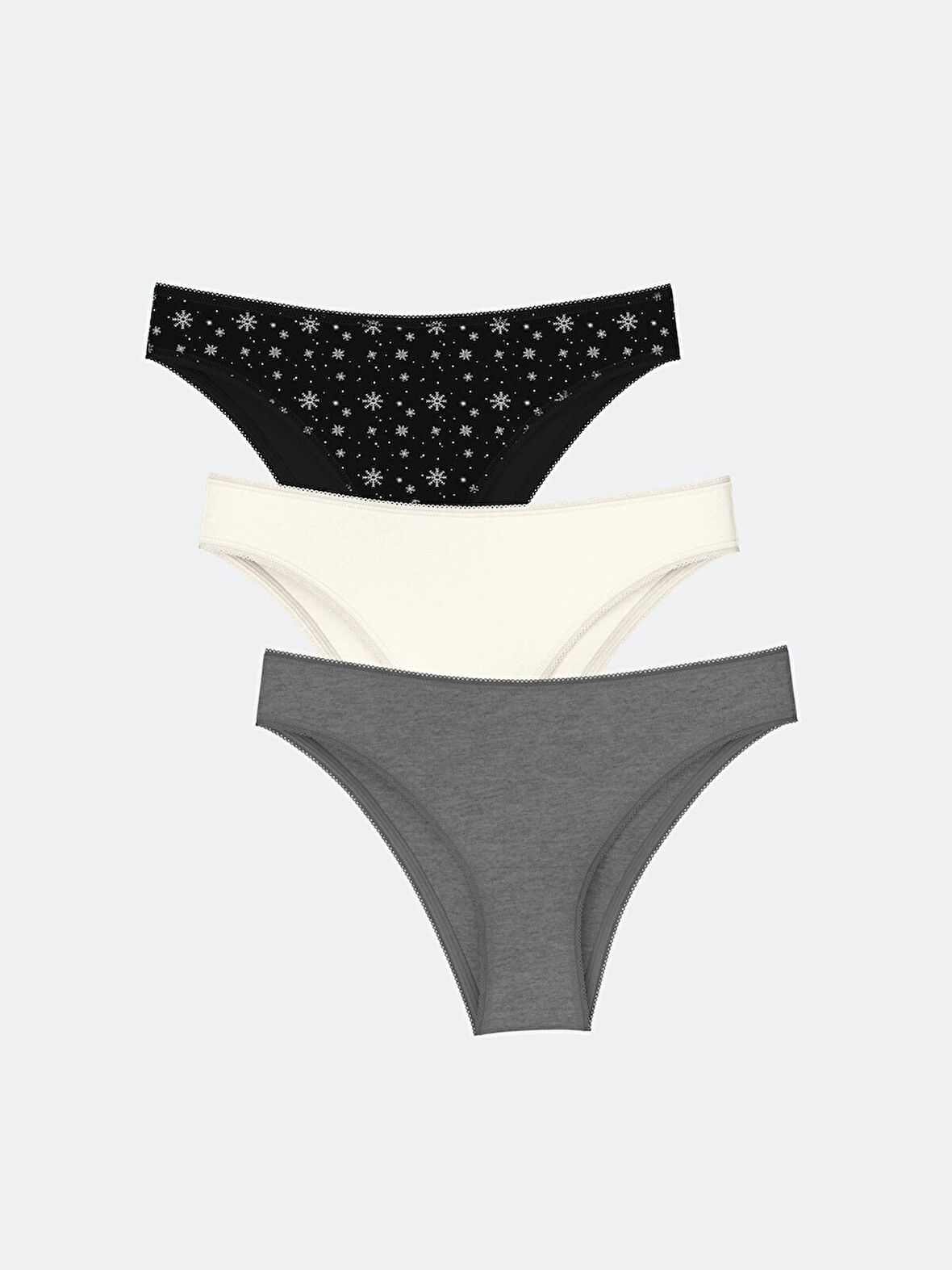 LCW DREAM Siyah Desenli Brazilian Külot 3'lü Paket