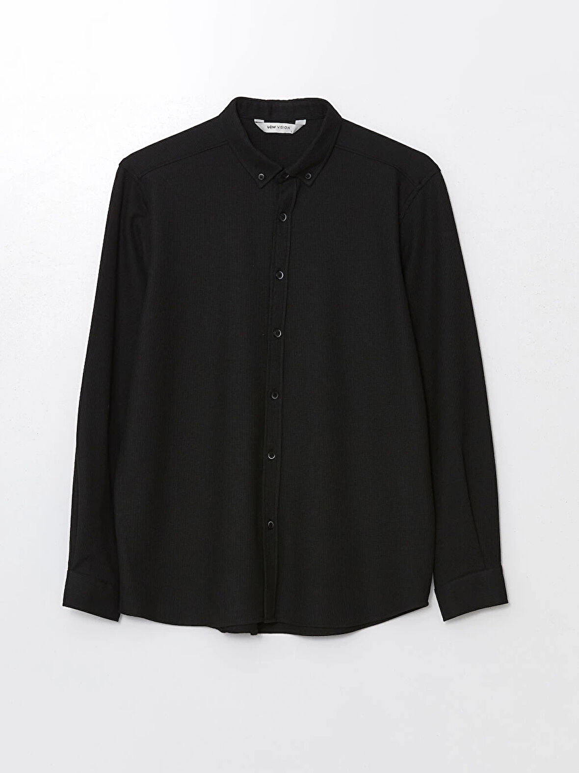 LCW Vision Siyah Slim Fit Uzun Kollu Erkek Dokulu Gömlek