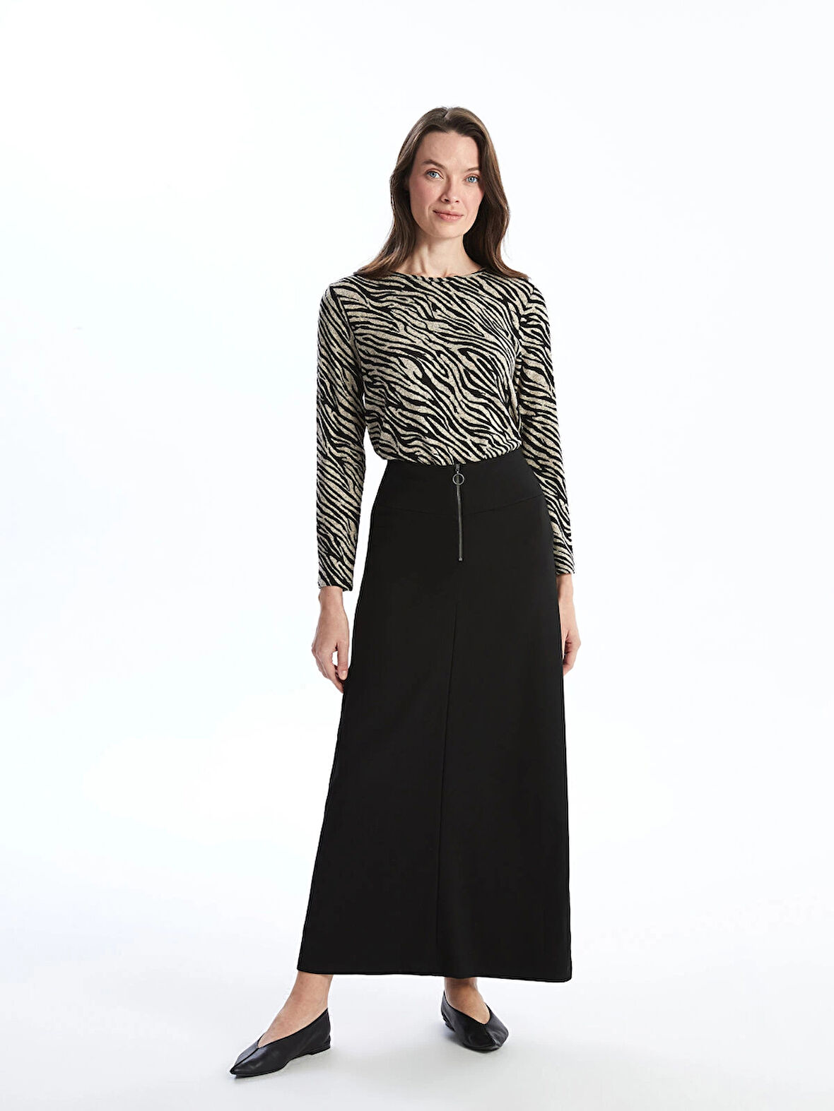 LCW Grace SİYAH Beli Fermuarlı A Kesim Kadın Etek