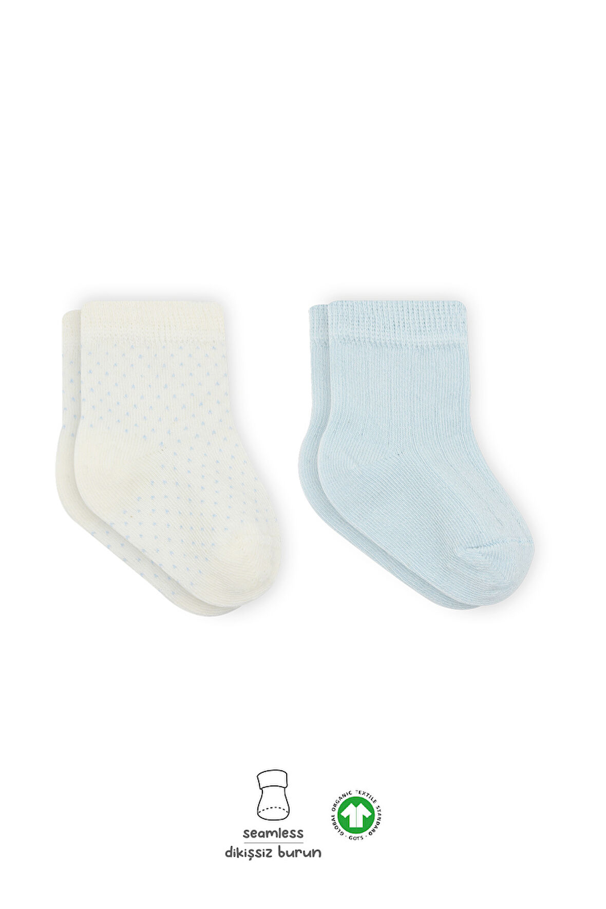 Bistyle Puan Derby Penye Soket Çorap 2Li BS10103 Mavi Ekru