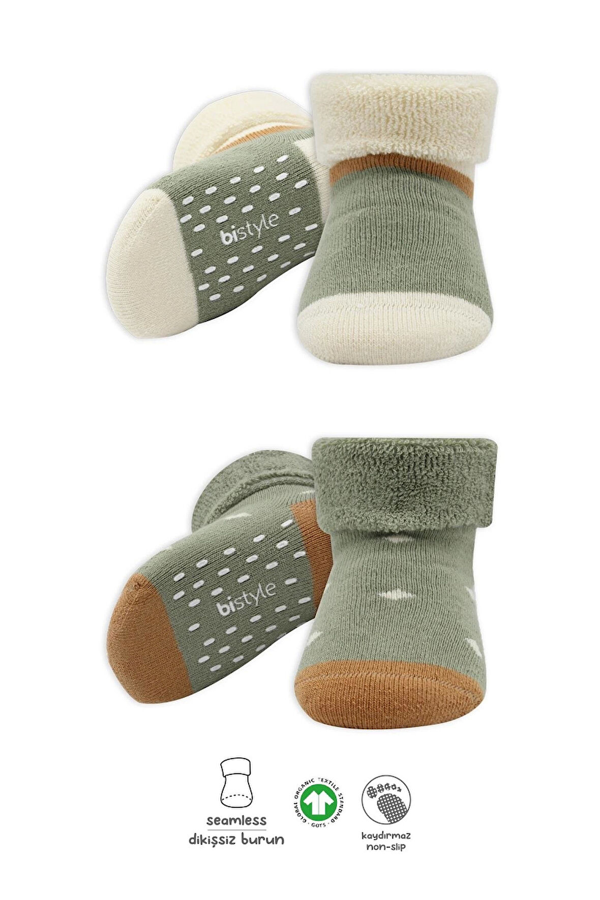 Bistyle Puanlı Kaymaz Havlu Soket Çorap 2'Li BS10502 Nil