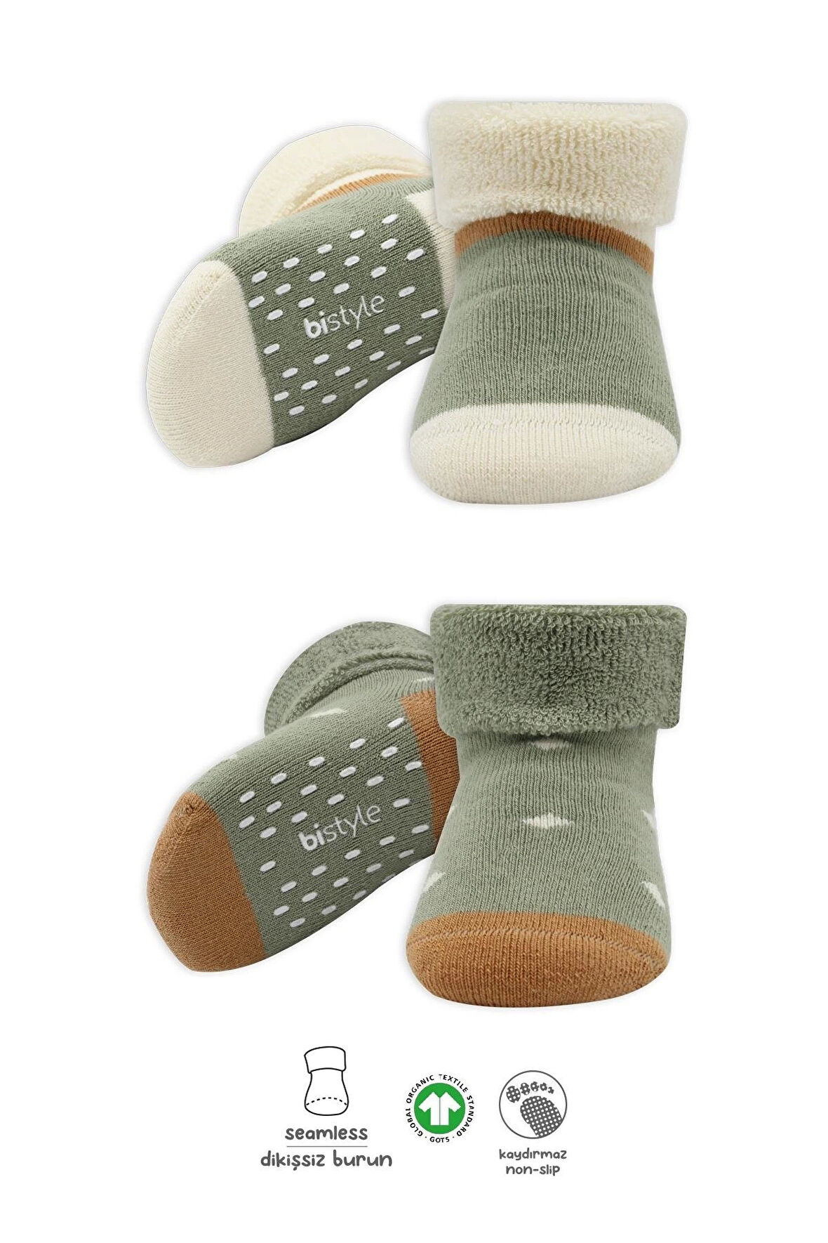 Bistyle Puanlı Kaymaz Havlu Soket Çorap 2'Li BS10502 Nil