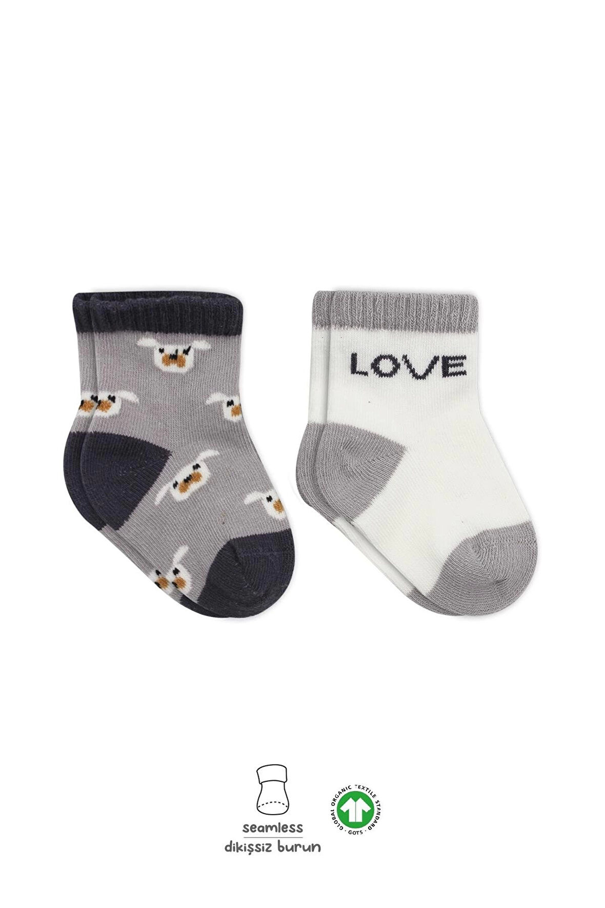 Bistyle Love Dog Penye Soket Çorap 2'Li BS10118 Gri