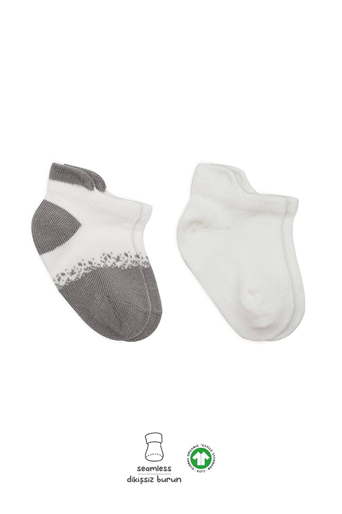 Bistyle 2'li Penye Sneakers Çorap Bs20105 Ekru Gri