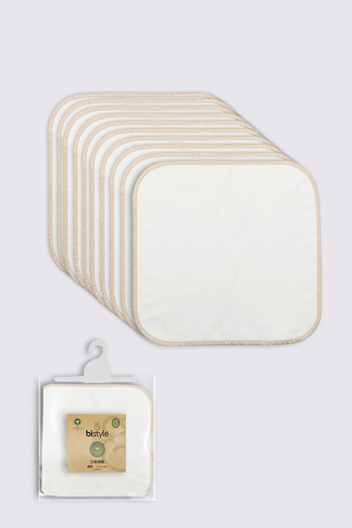 Bistyle Organik 28x28 10'lu Penye Mendil 90101 Ekru