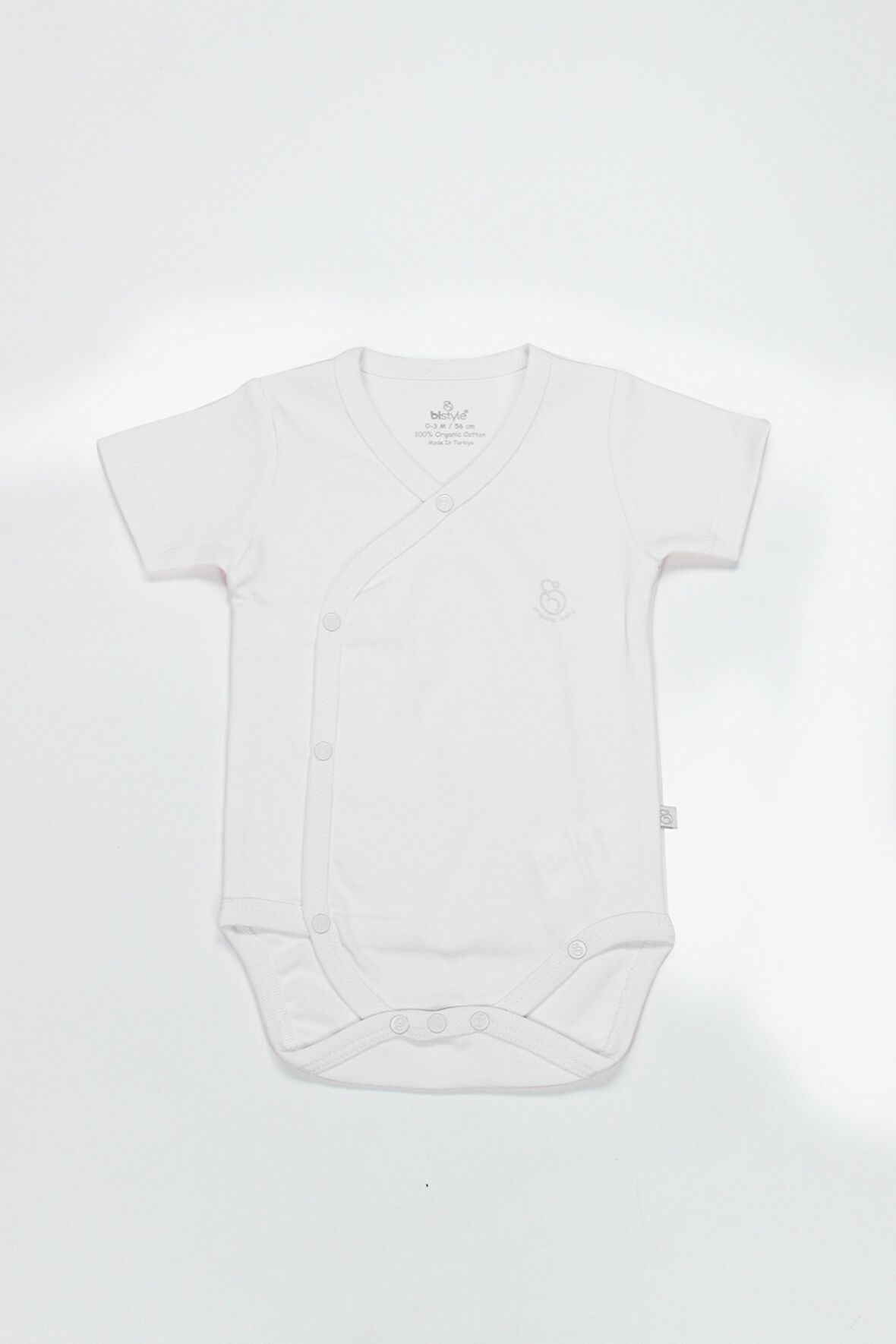 Bistyle Organik Natural Basic Style Kruvaze Yarım Kol Body BS17101 Beyaz