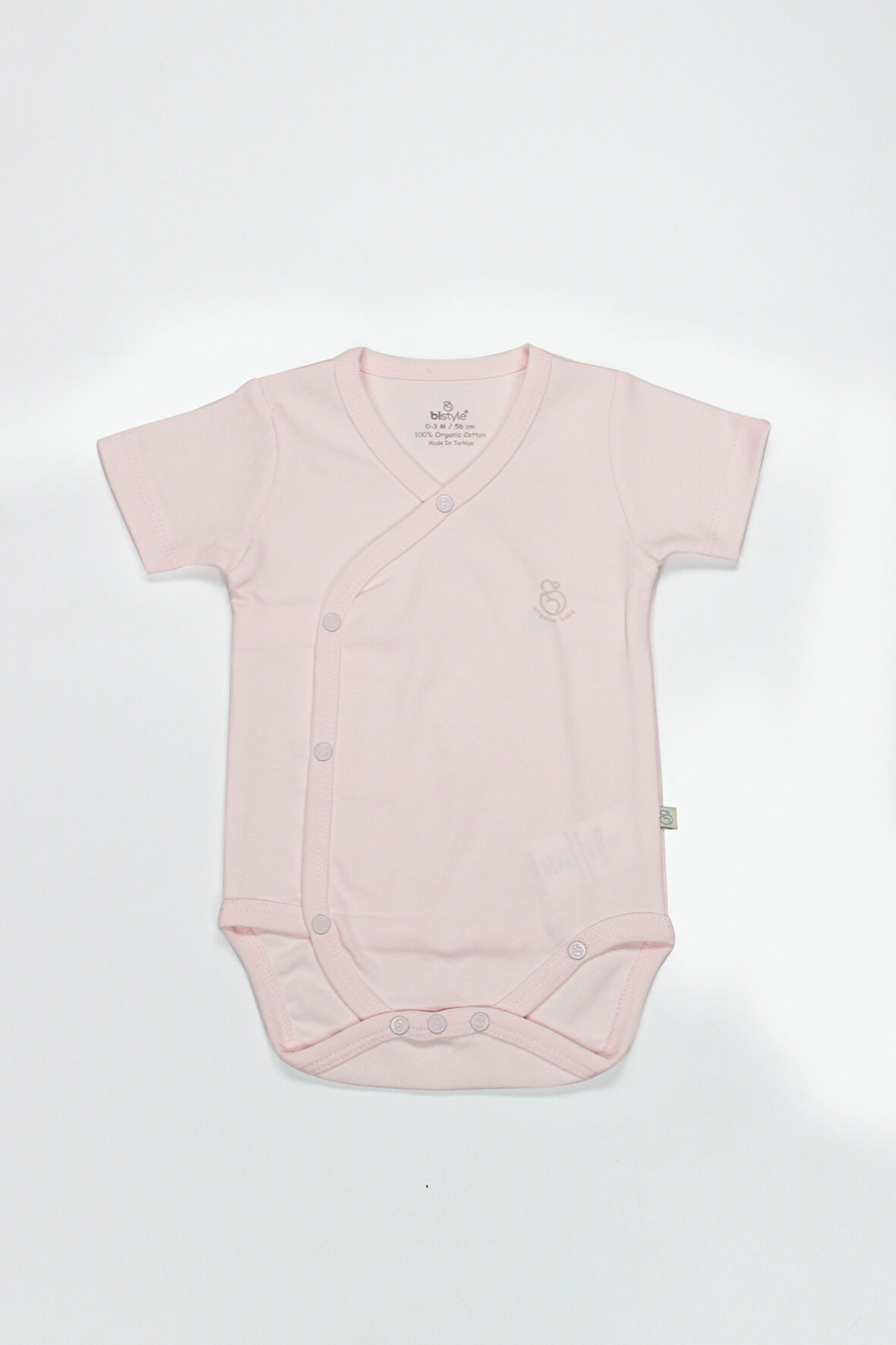 Bistyle Organik Natural Basic Style Kruvaze Yarım Kol Body BS17101 Pembe