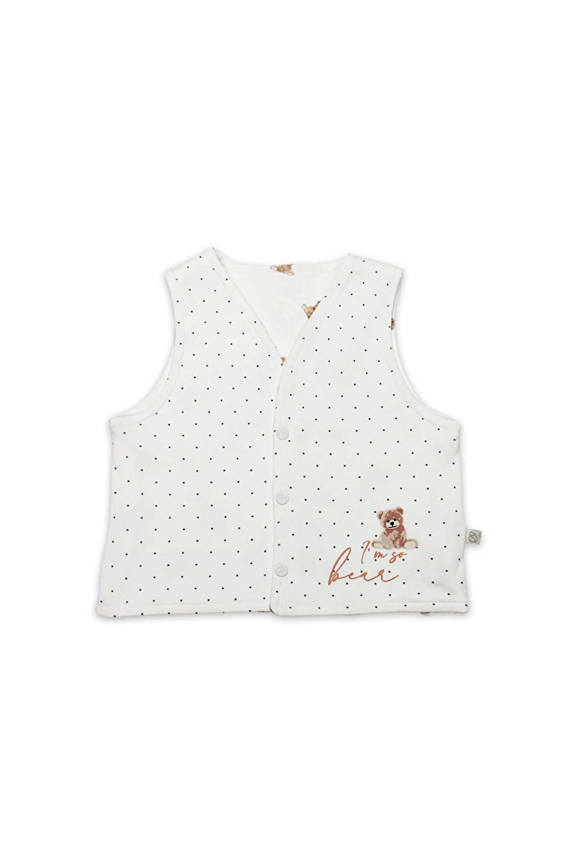 Bistyle I Am So Bear Çift Taraflı Bebe Yelek 18103 Bej Ekru