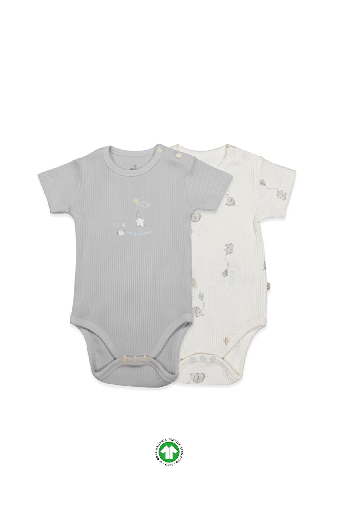 Bistyle Flying Elephant Yarım Kol 2'li Body 17116 Ekru Gri