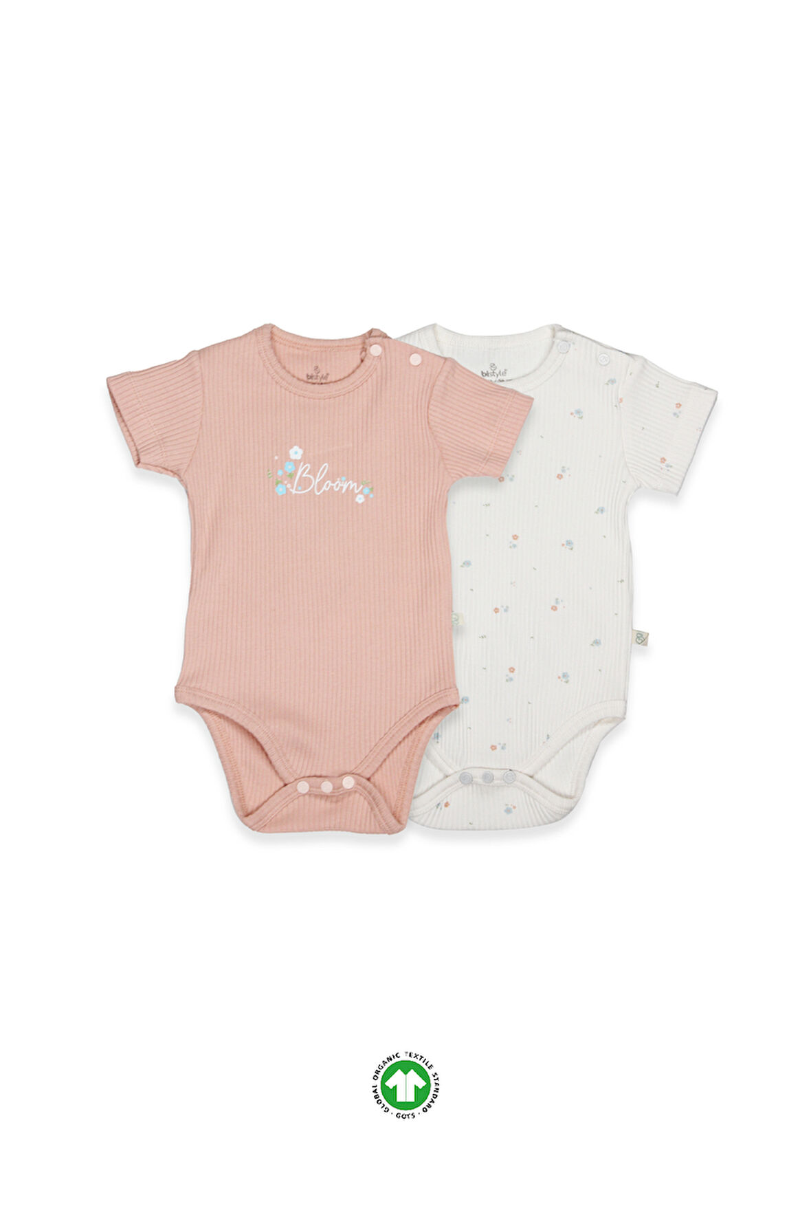 Bistyle Flying Bloom White Yarım Kol 2’Li Body 17118 Ekru Gül Kurusu