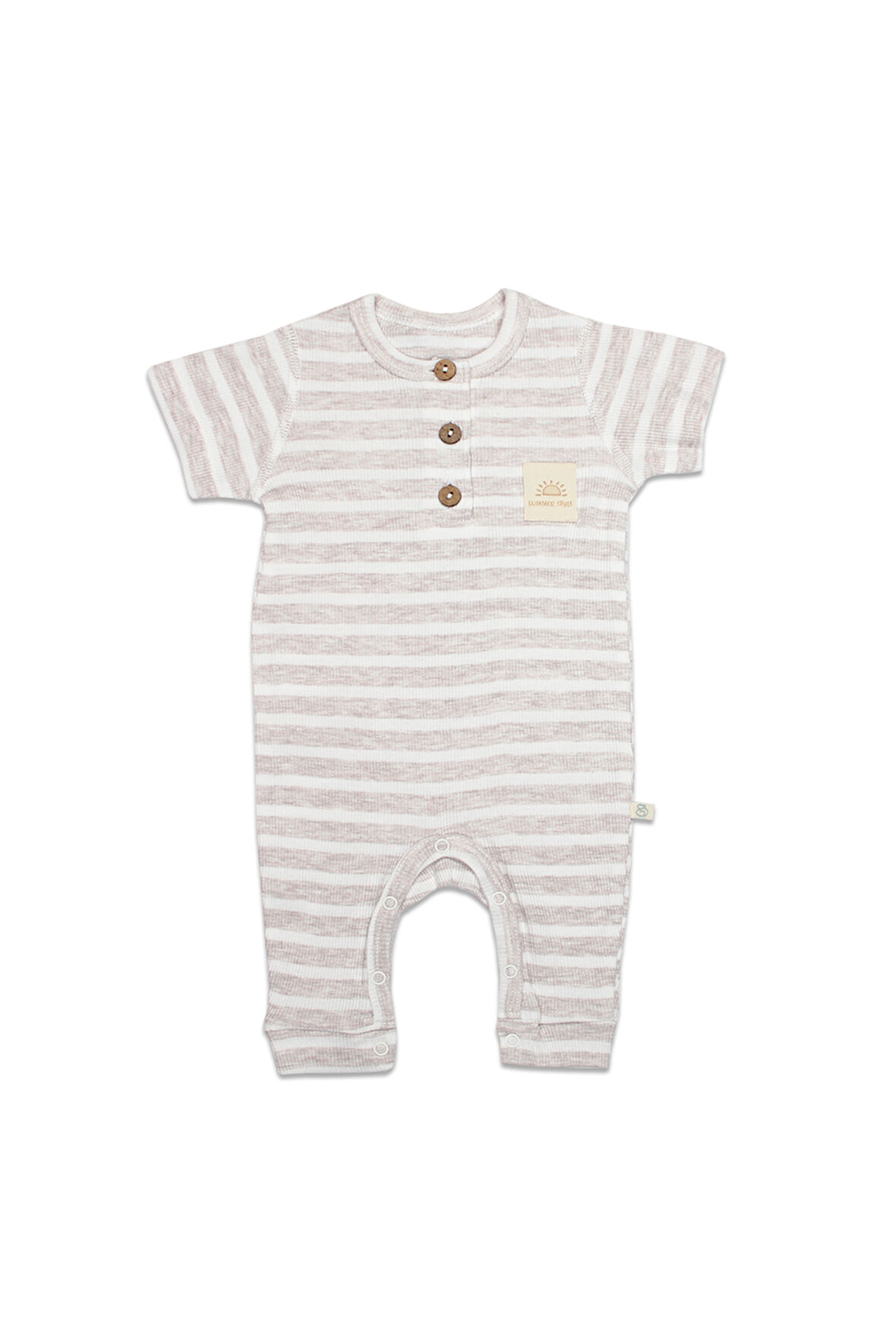 Bistyle Line Colors Yarım Kol Patiksiz Tulum 15126 Bej