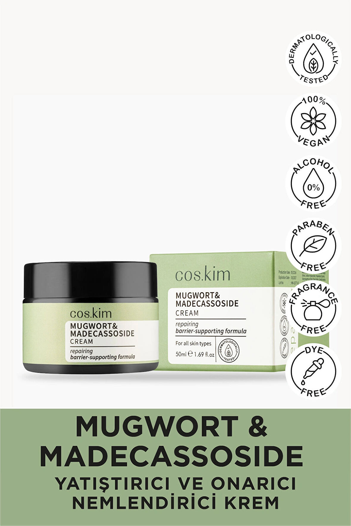 Mugwort & Madecassoside Yatıştırıcı ve Onarıcı Nemlendirici Krem|Mugwort&Madecassoside Cream 50ml