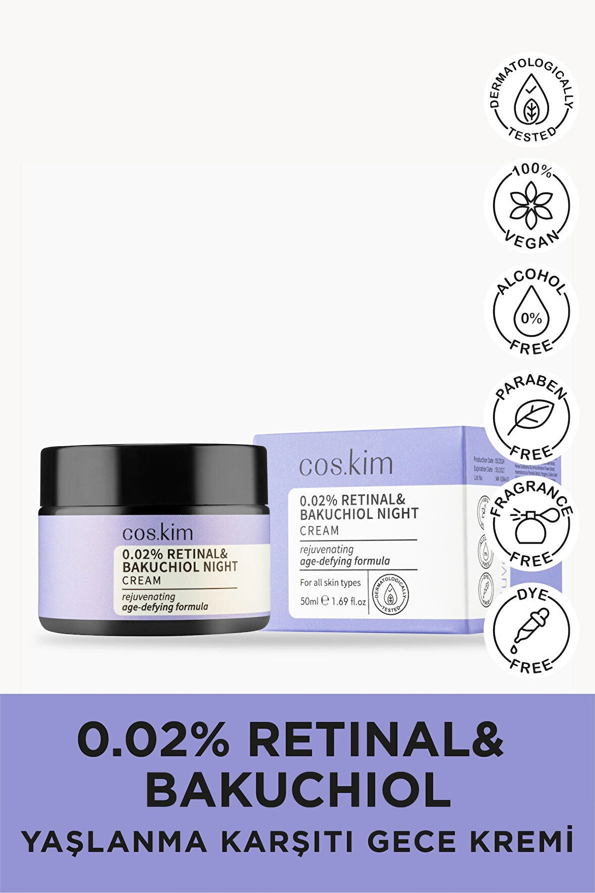 Retinal & Bakuchiol Yaşlanma Karşıtı Gece Kremi | Retinal & Bakuchiol Night Cream 50ml