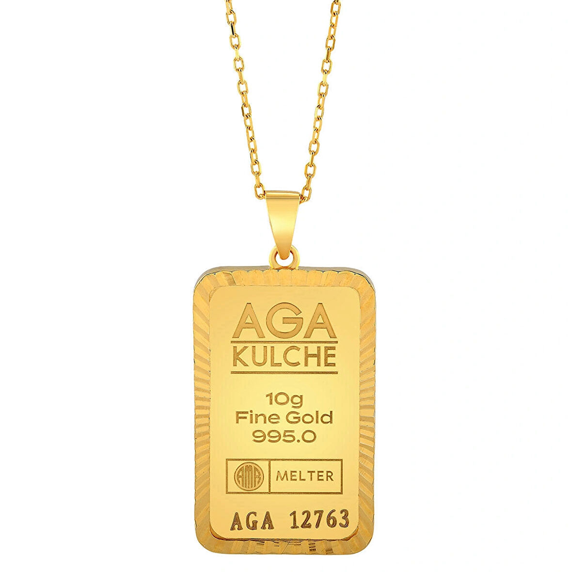 AgaKulche 10 gr Kalemli Altın Külçe Kolye