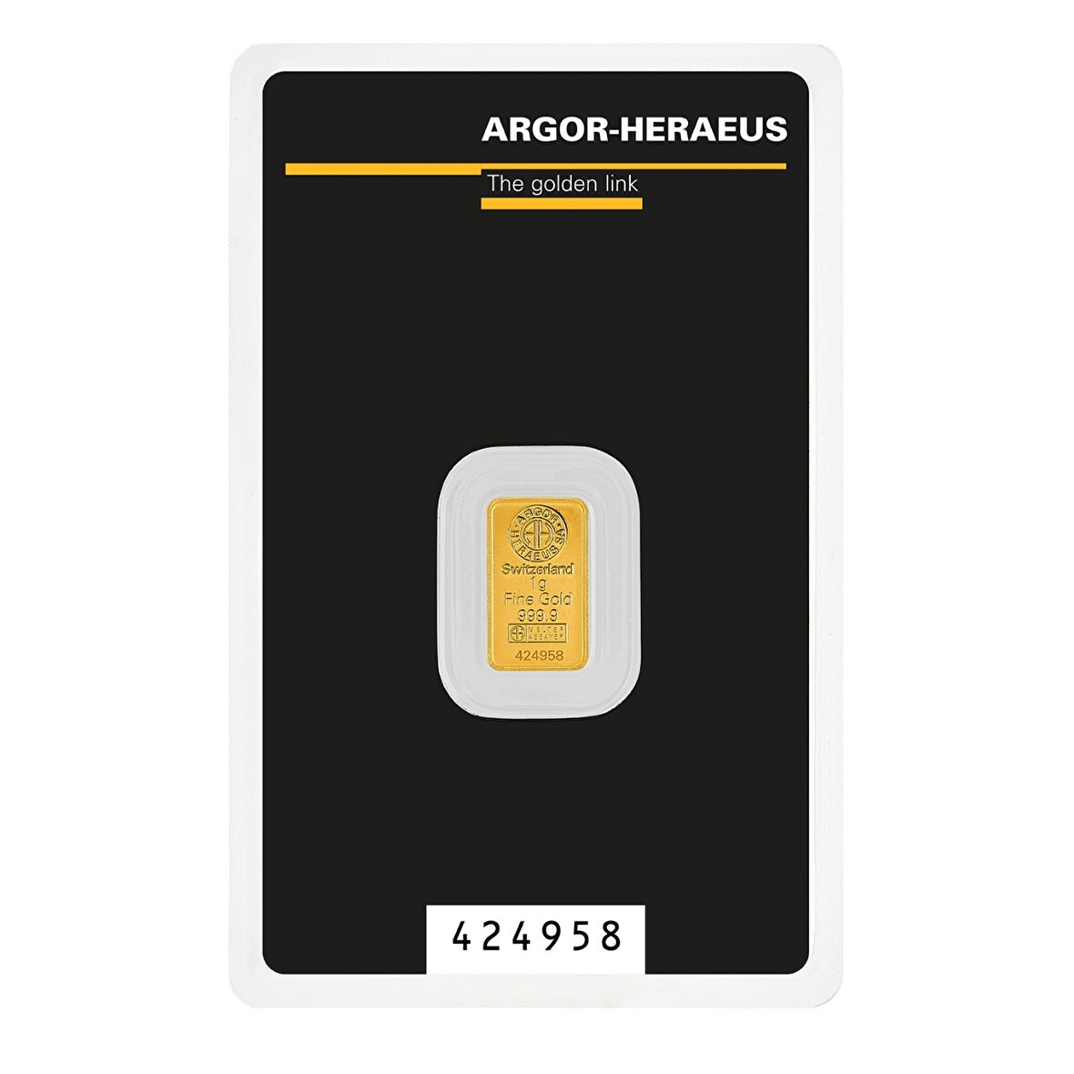 AgaKulche Argor Heraeus 1 gr Kinebar 24 Ayar 999.9 Külçe Altın