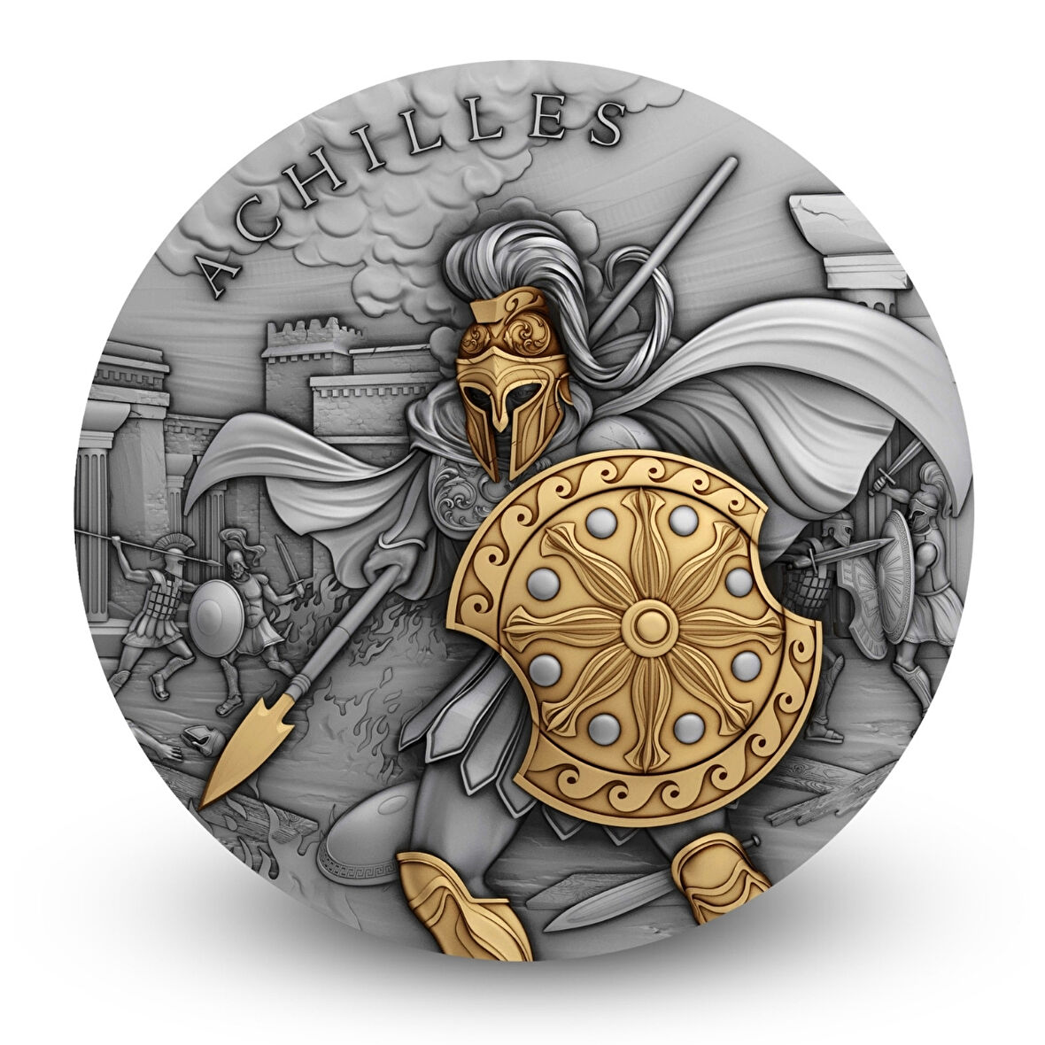 AgaKulche Achilles Altın Kaplama Gümüş Sikke Coin