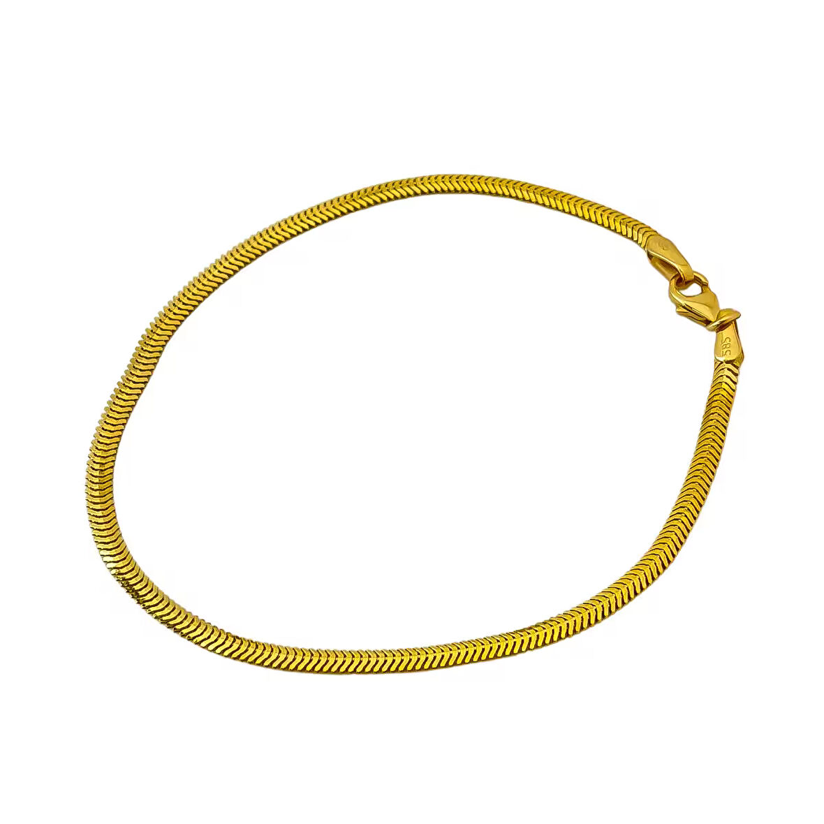 AgaKulche İtalyan Ezme Balık Sırtı 2 mm Altın Bileklik