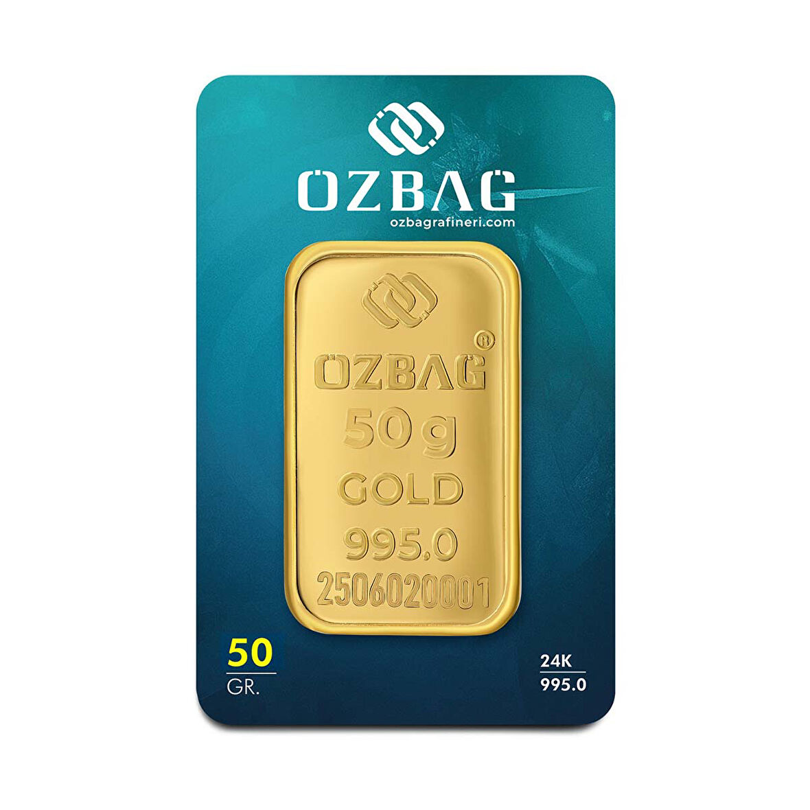 AgaKulche Özbağ 50 gr 995 24 Ayar Külçe Altın