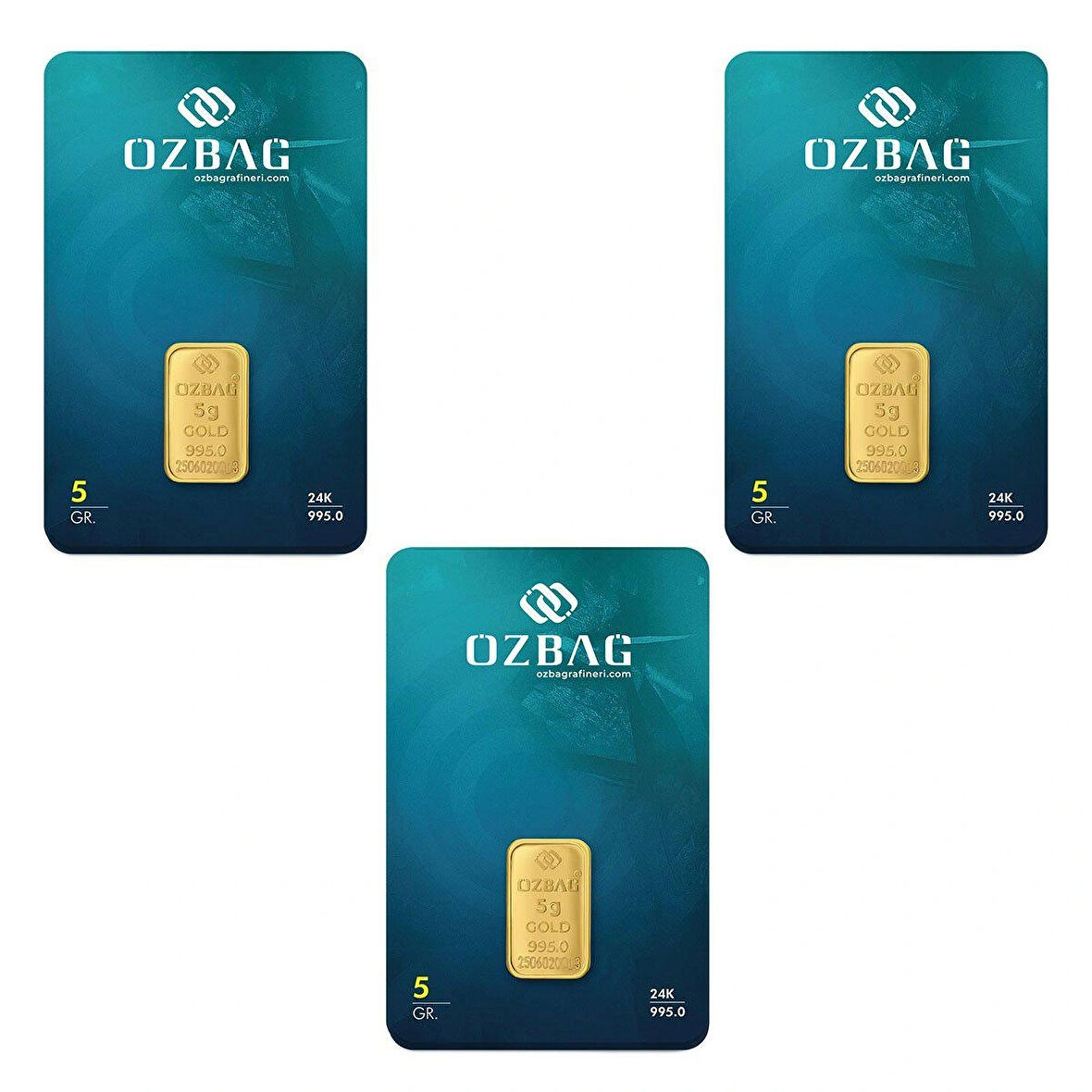 AgaKulche 24 Ayar 3 Adet 5 gr 995 Özbağ Külçe Altın