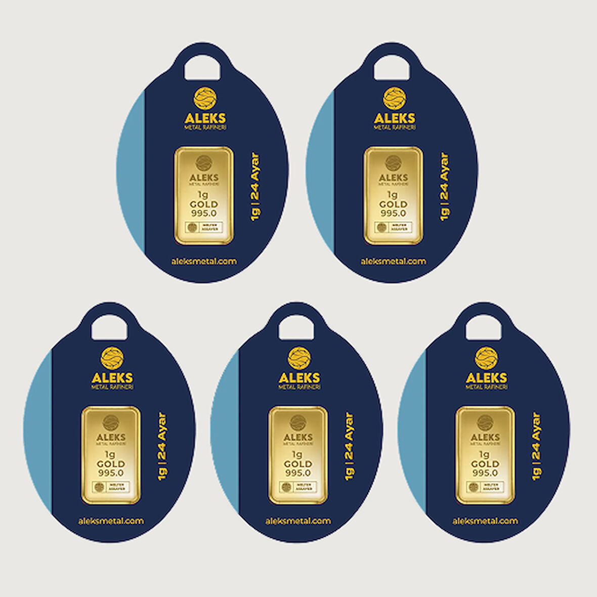 AgaKulche 24 Ayar 5 Adet 1 gr 995 AMR Külçe Altın