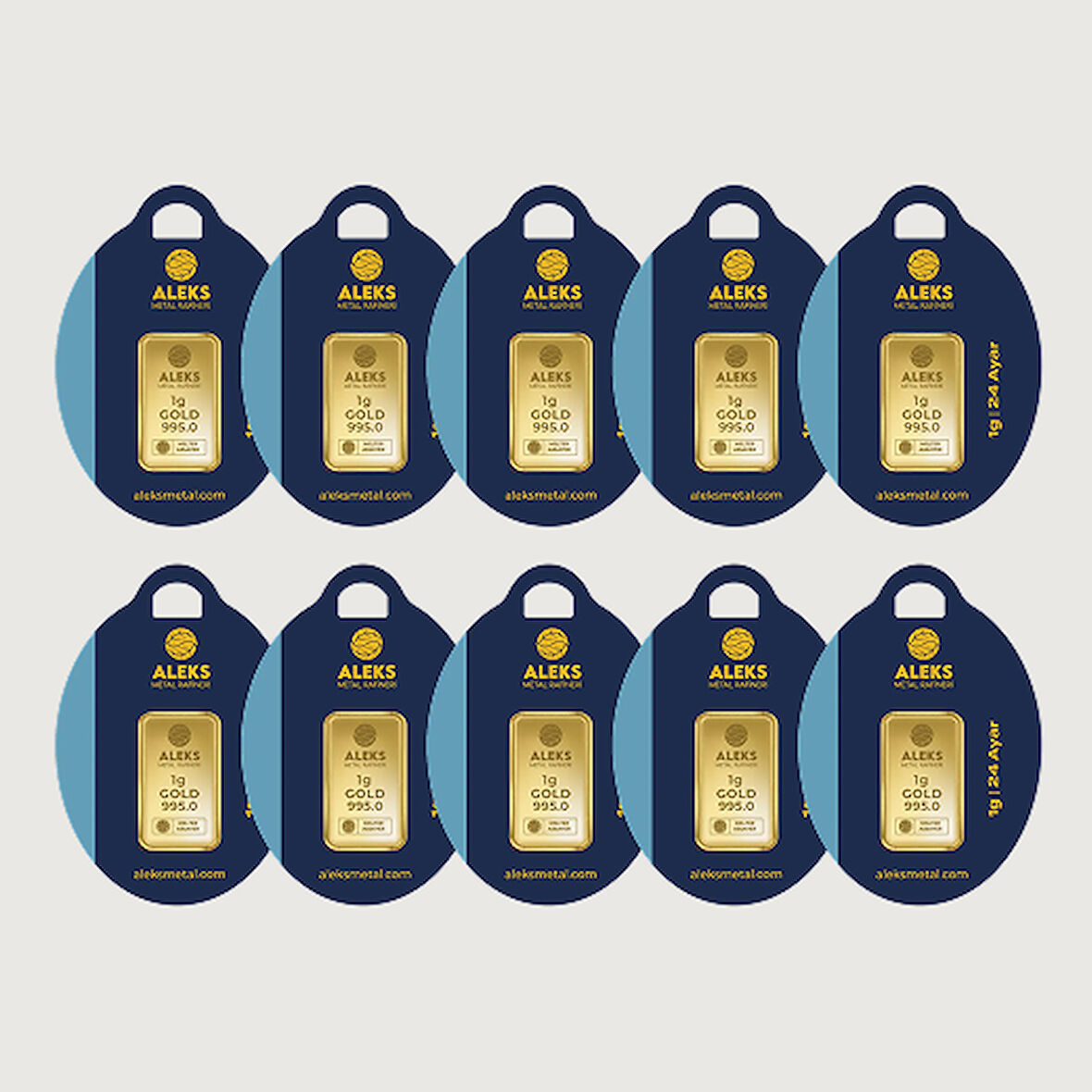 AgaKulche 24 Ayar 10 Adet 1 gr 995 AMR Külçe Altın