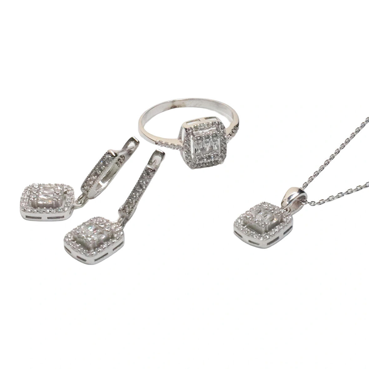 AgaKulche Baget Taşlı Gümüş Takı Seti S32-KB (925)