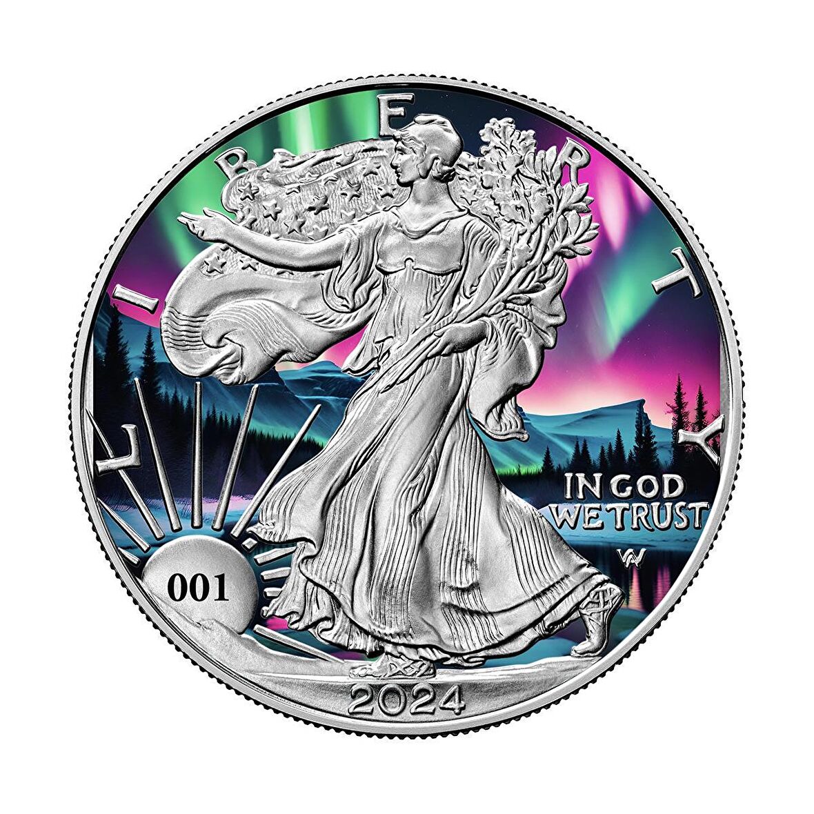 AgaKulche Yürüyen Özgürlük Kuzey Işıkları Gümüş Sikke Coin