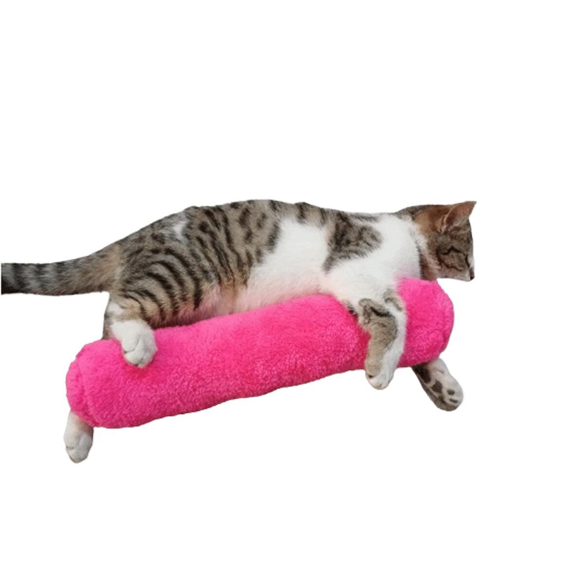 KEDİ OYUNCAĞI SARILMA YASTIĞI UYKU OYUNCAĞI KEDİ OTLU 30 CM PELUŞ  ( 1 ADET ) FUŞYA