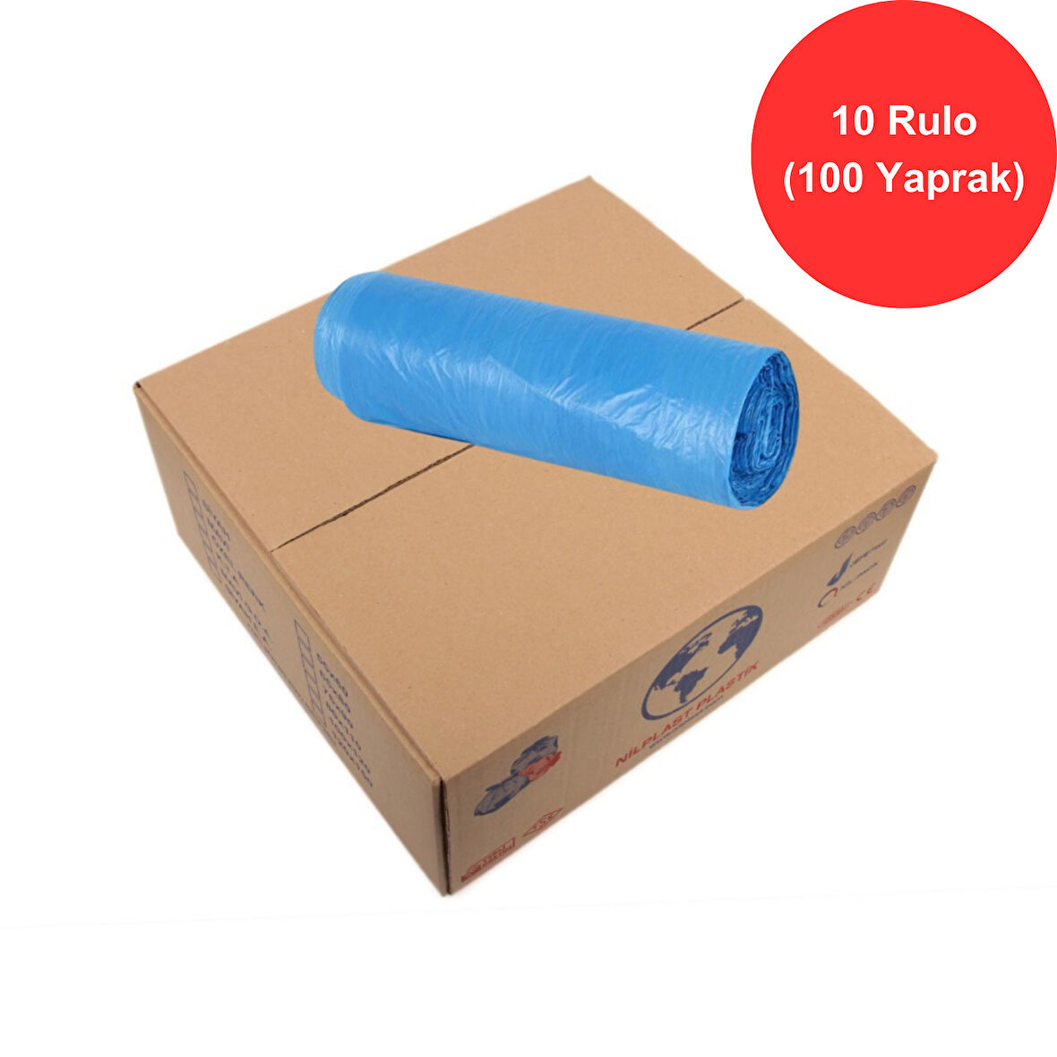 Jefe Plast Jumbo Boy Sıfır Atık Mavi Renkli Çöp Poşeti Torbası 80 x 110 cm. 660 gr. x 10 Rulo