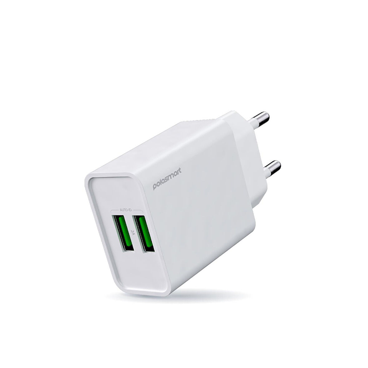 Polosmart PSM134 2A Çift USB Şarj Adaptörü Akıllı Tanıma Hızlı Şarj Başlığı 10W Beyaz