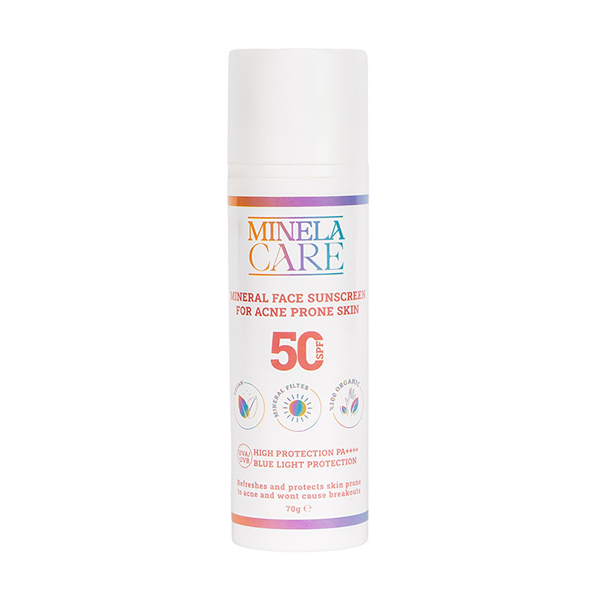 Minela Care Düzensiz Ciltler İçin Organik Mineral Filtreli Güneş Kremi Spf50 70 gr
