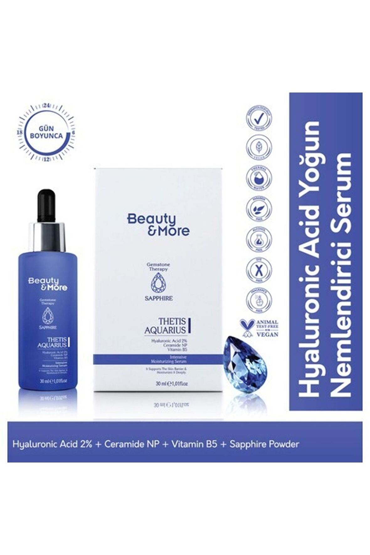 Beauty&more Safir Thetis Aquarius Yoğun Nemlendirici Serum 30 ml Hyaluronic Acid 2% Ceramide Np