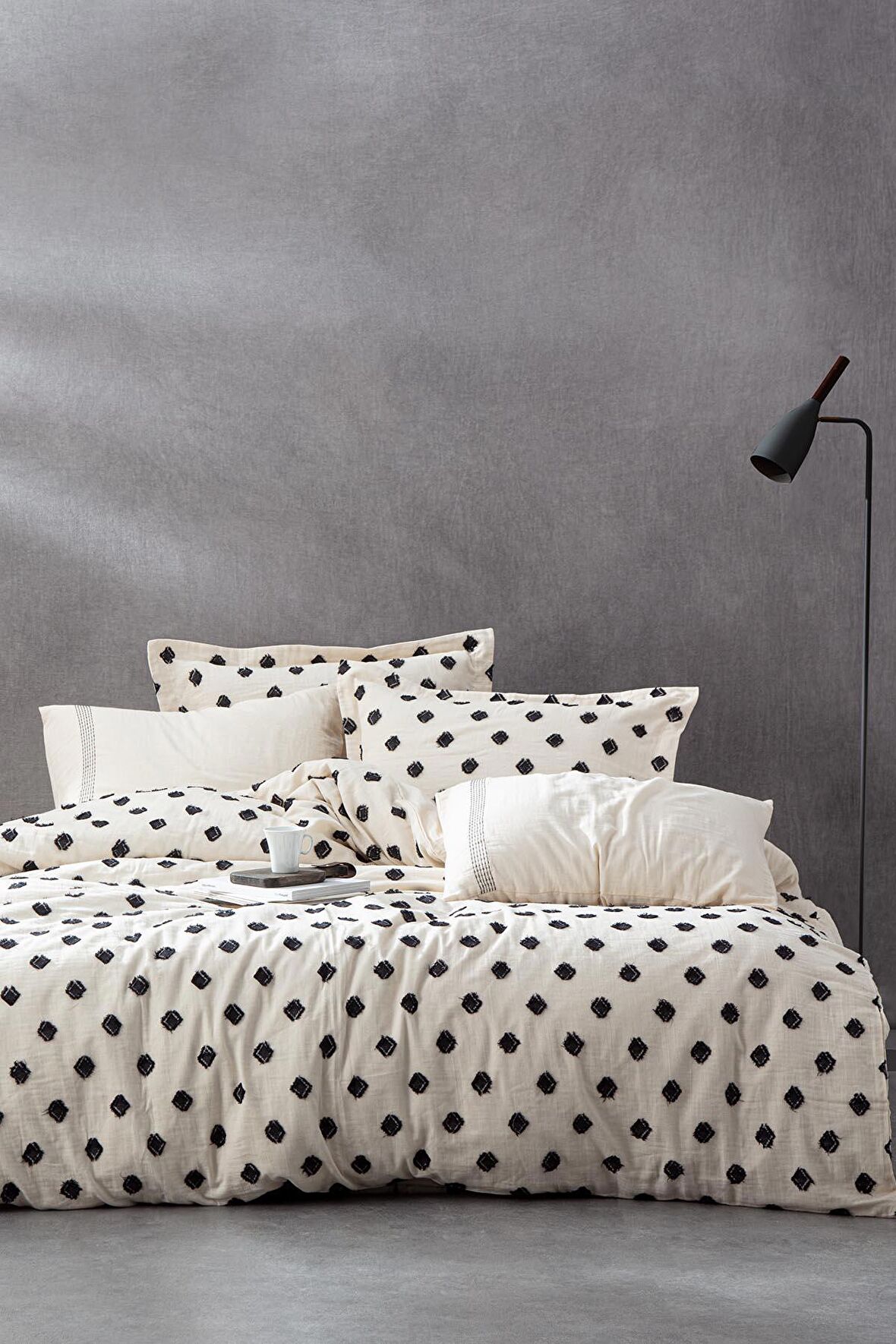 Ecocotton İmre Battal Boy Nevresim Takımı %100 Organik Pamuk Müslin Siyah 240x220 Cm