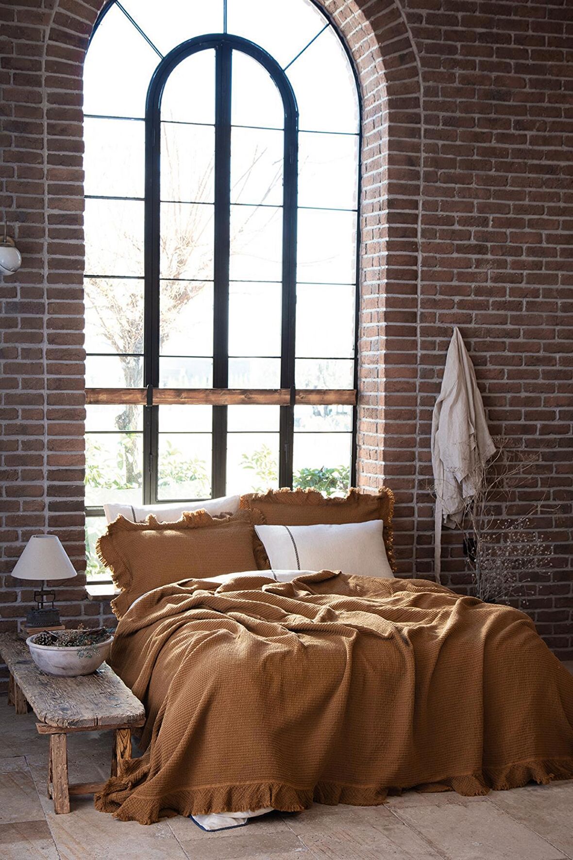 Ecocotton Dina %100 Organik Pamuk Pike Yatak Örtüsü Çift Kişilik Kahve 240X260 Cm