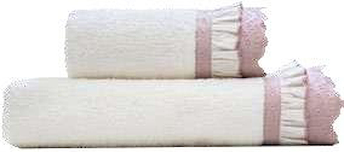 Ecocotton Alessa El Yüz Havlusu %100 Organik Pamuklu Dantelli Pudra 50x90 Cm