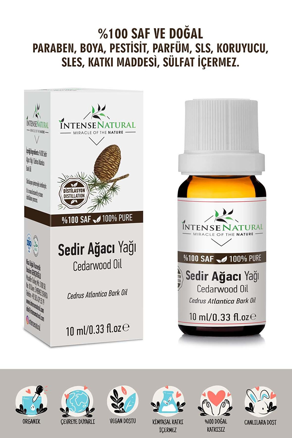 Sedir Ağacı Yağı 10 ml %100 Saf Doğal ve Organik Esansiyel Aromaterapi Bitkisel Uçucu Vegan Yerli