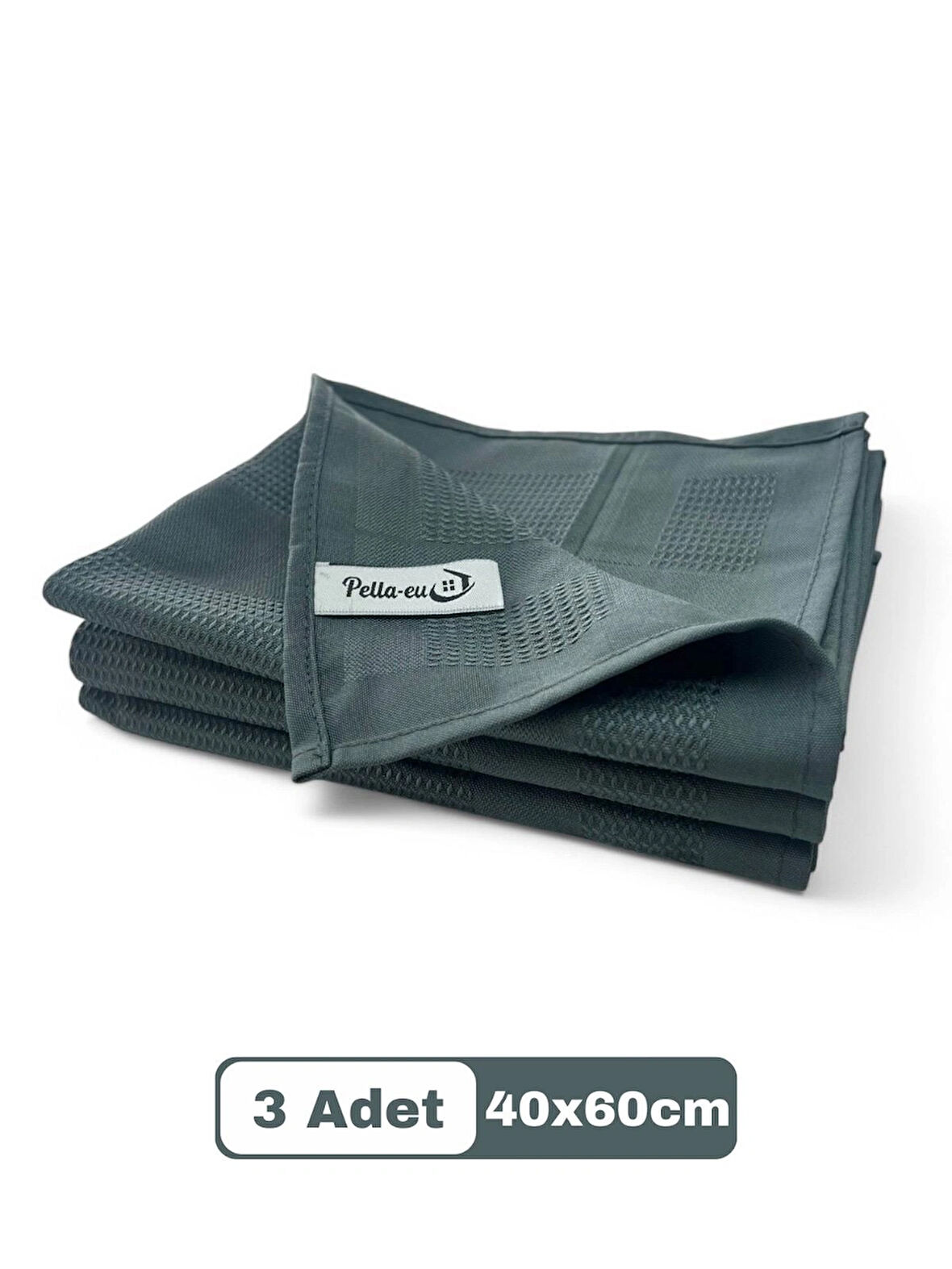 Pella-eu Mikrofiber Temizlik Bezi Cam Bezi Ayna Bezi Genel Temizlik Bez 3 adet ANTRASİT 40x60cm