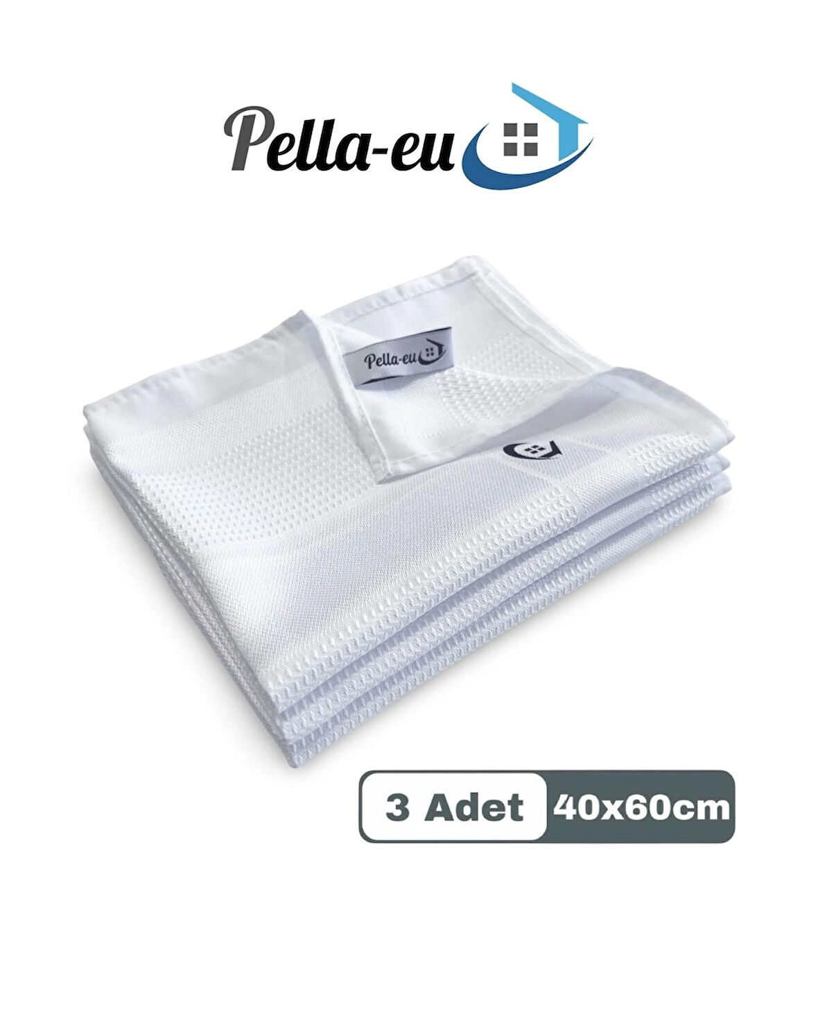 Pella-eu Mikrofiber Temizlik Bezi Cam Bezi Ayna Bezi Genel Temizlik Bezi 3 adet BEYAZ 40x60cm