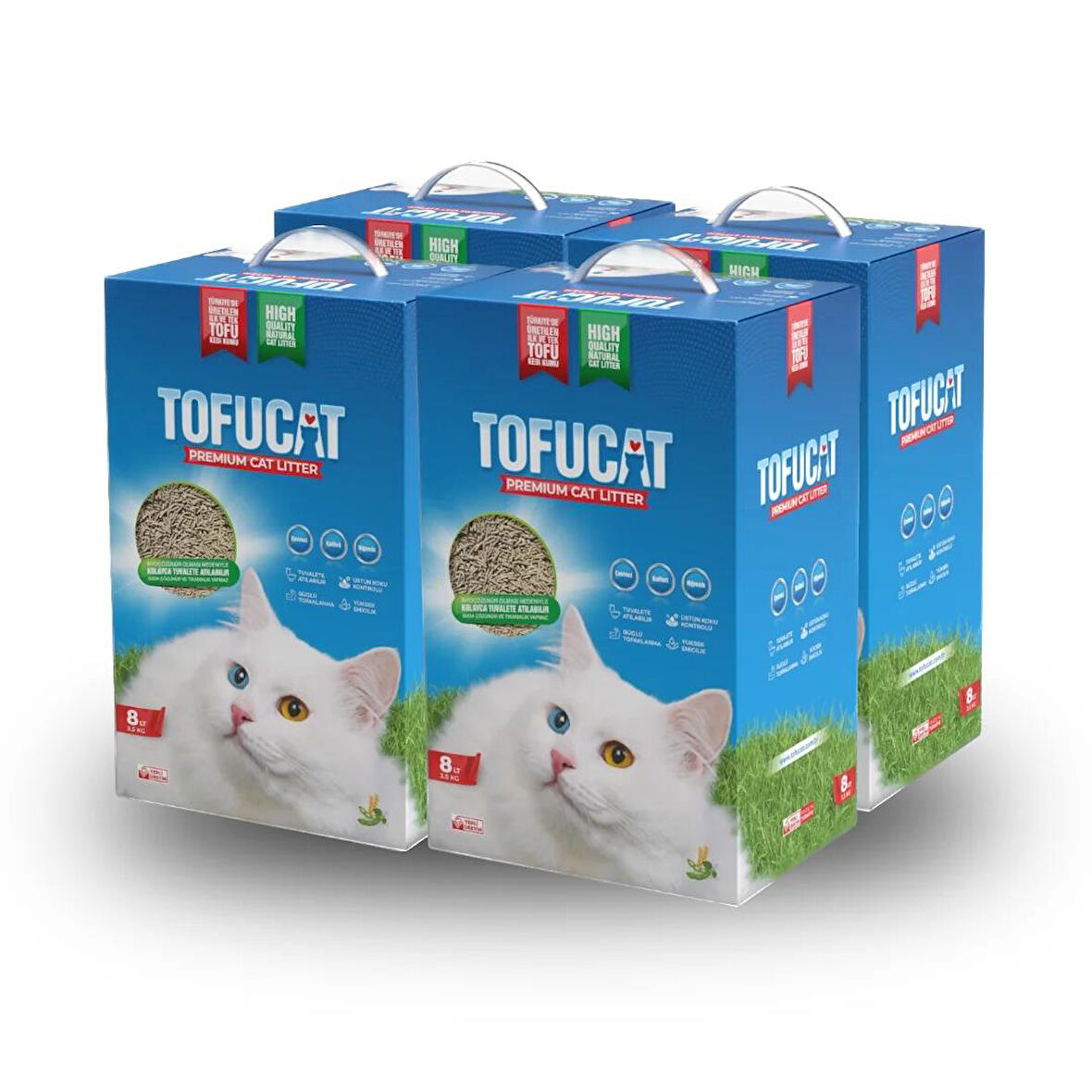 TofuCat Tuvalete Atılabilen Koku Hapsedeci Topaklanan Doğal Kedi Kumu 8 Lt (4 Adet)