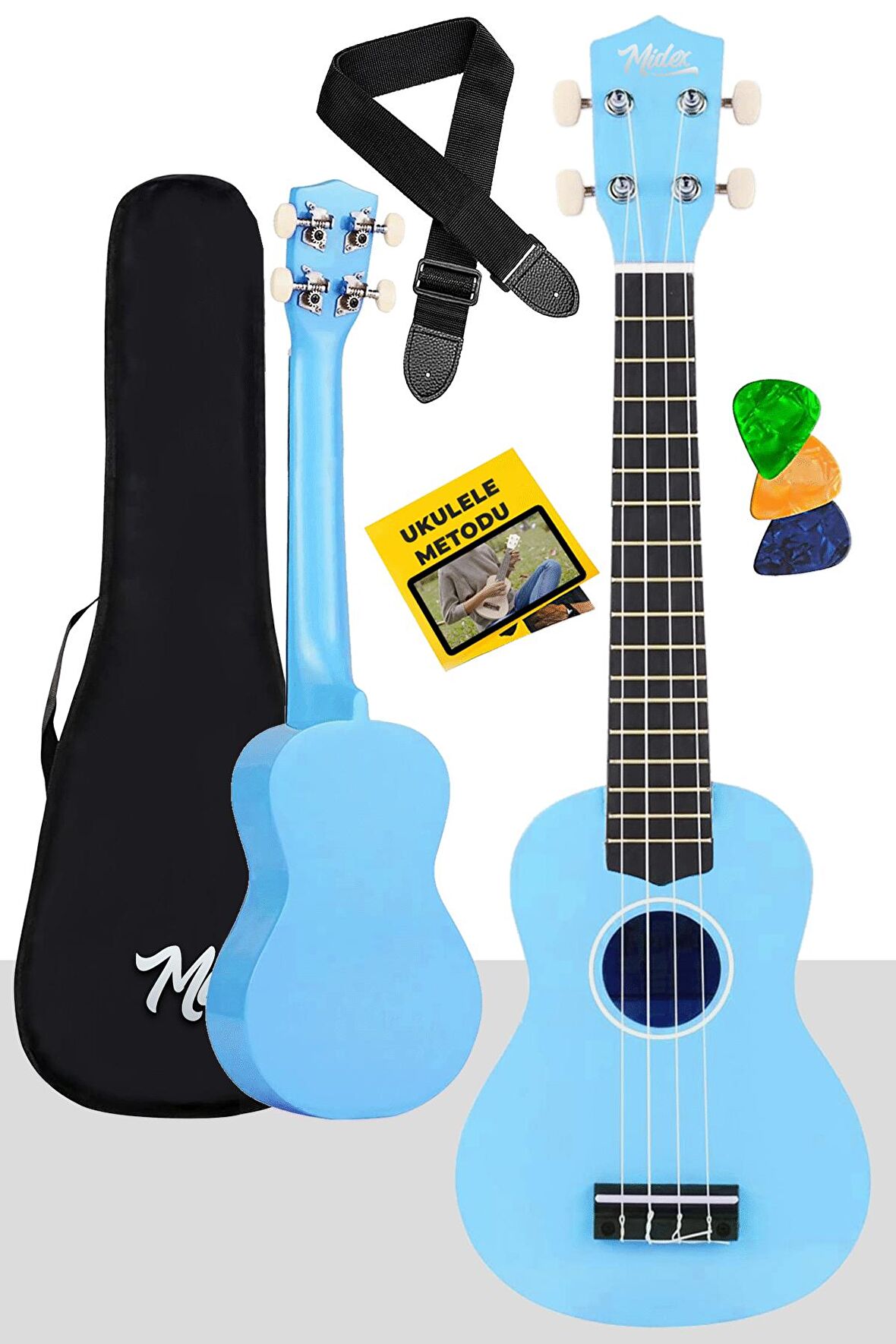 Midex UKX-233BL Mavi Concert Ukulele (Askı Çanta Metod Pena)