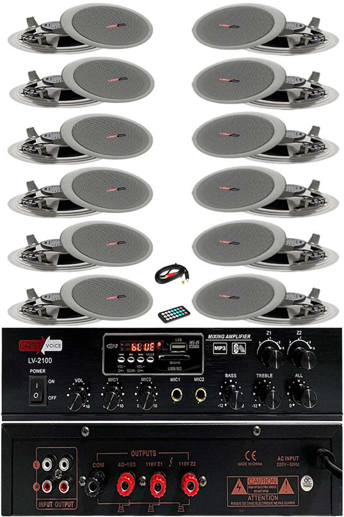 Lastvoice Middle Paket-5 Tavan Hoparlörü ve Anfi Ses Sistemi (ANFİ + 12 HOPARLÖR)